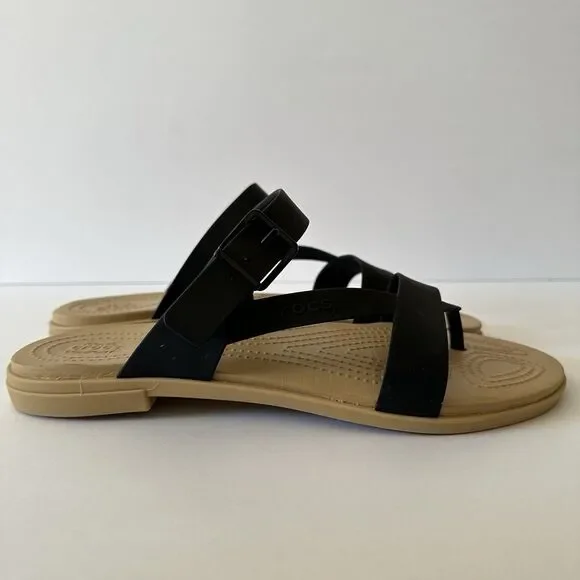 CROCS Tulum Post Toe Sandal Women’s Size 11 Black Comfort Shoe Strappy Buckle - Picture 5 of 7